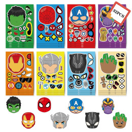 16 листов Disney Marvel Make-a-Face наклейки-пазлы Человек-паук и его удивительные друзья дети DIY игрушки собрать наклейку-головоломку