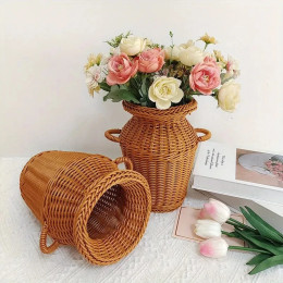 1 шт. тканая цветочная корзина из ротанга в классическом стиле, прочная и моющаяся, цветочная композиция в китайском стиле в стиле ретро, практичные украшения для дома