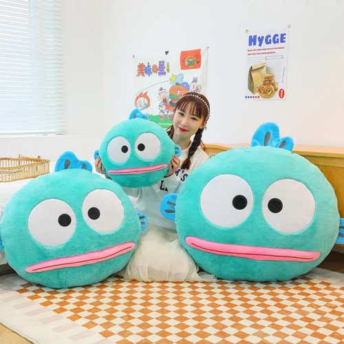 Подлинная кукла MINISO Sanrio Hangyodon уродливая рыба Hanton, подушка, игрушка, Зеленая кукла, подарок на день рождения, подушка для сиденья, украшение для дома