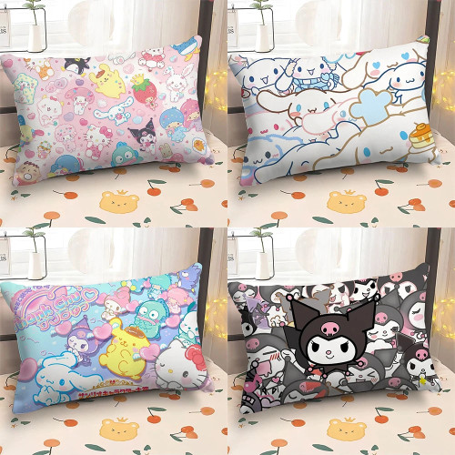 Милый мультяшный чехол для подушки Sanrio Kawaii Kuromi с большим ухом и собачьим принтом, чехол для диванной подушки, украшение комнаты, односторонняя печать