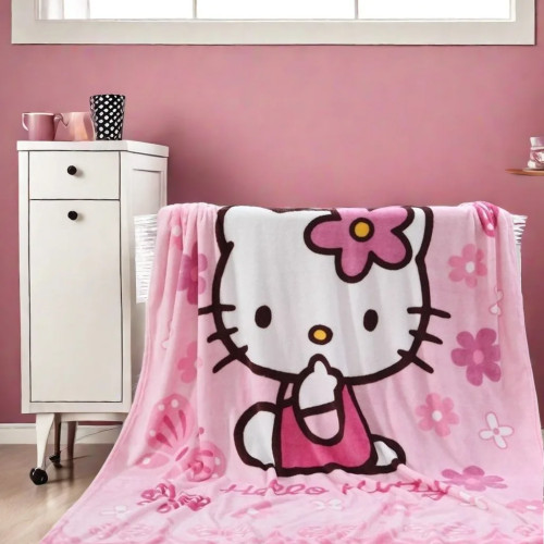 Мягкое пушистое одеяло Hello Kitty Sanrio, милое плюшевое одеяло Kawaii с героями мультфильмов, идеально подходящее для девочек, многофункциональное одеяло, подарок на день рождения