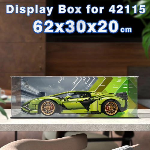Акриловая витрина для lego 42115, витрина для Lamborghini, строительный блок, пылезащитная прозрачная модель, ящик для хранения автомобиля 62x30x20 см