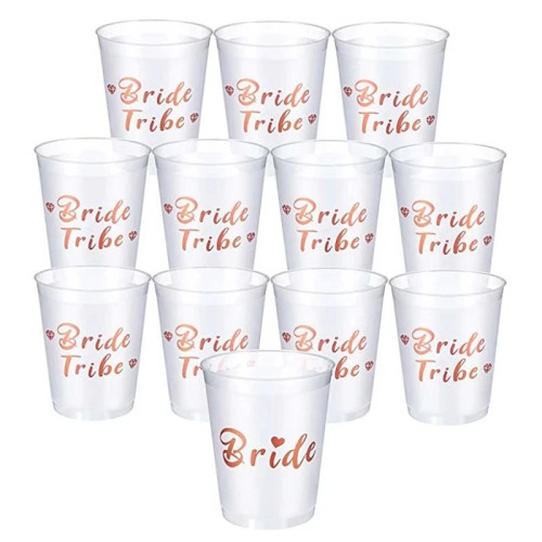 Чашки Team Bride Tribe, свадебный душ, девичник, пластиковая чашка для питья, розовое золото, аксессуары для девичника, свадебное украшение