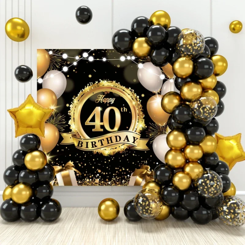 Фон с воздушным шаром на 40-летие, баннер, коробка с днем рождения для мужчин и женщин, дверная занавеска, 40 лет, юбилей, 40, декор для дня рождения