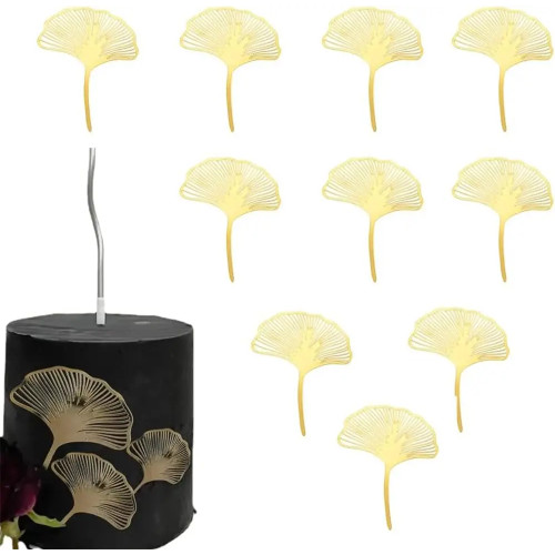 Новые акриловые золотые листья Ginkgo, аксессуары для выпечки, аксессуары для украшения тортов
