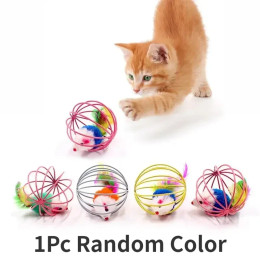 Игрушка для кошек Pet Cat Kitten Playing Mouse Rat Mice Ball Cage Toys Товары для домашних животных Случайный цвет аксессуары для коты