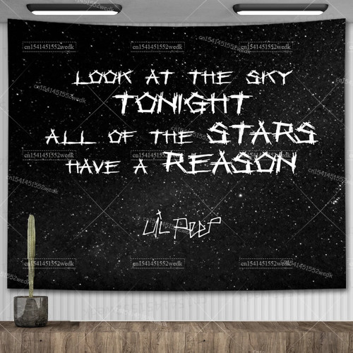 Гобелен Lil Peep, настенный вид на небе, художественный гобелен, одеяло, черный хиппи, колдовские гобелены, эстетический декор комнаты