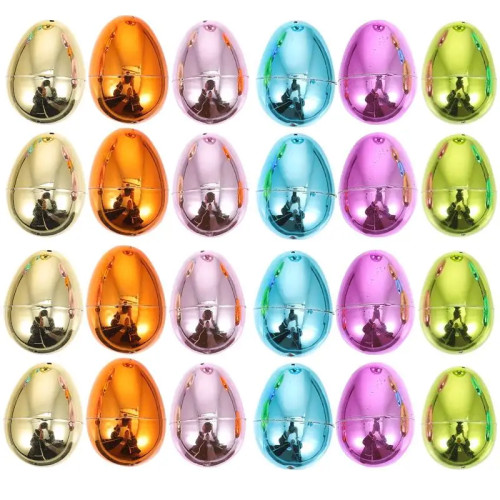 markii 24pcs Bright Plating Empty Easter Egg Easter Eggs Happy Easter Decorations Eggs DIY Craft Plastic Fillable Easter Ornament
