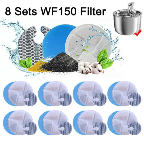 8 комплектов WF150, детская сменная деталь для воды в виде кошки, автоматическая деталь из нержавеющей стали, фильтр для фонтана в виде домашних животных