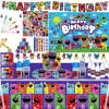 Smiling Critters Catnap Birthday Party Decoration Sticker Balloons Snap Bracelet Tableware Cake Topper Party Package Baby Shower