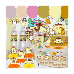MINISO Pom Pom Purin, декор для дня рождения, одноразовая посуда, скатерть, тарелка, чашка, подарочная сумка, подарки для мальчиков, вечерние принадлежности