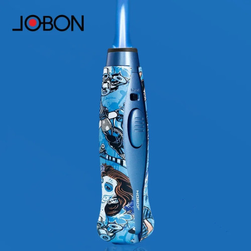 Уличная ветрозащитная Бутановая газовая зажигалка JOBON 360 ° с использованием синего пламени турбо-струйное зажигание пистолет для приготовления пищи барбекю зажигалка для сигар