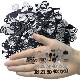 Черные, серебряные конфетти 30/40/50/60-й декор с днем рождения, металлическая фольга, разброс конфетти, черный, серебристый, вечерние украшения для стола для мужчин