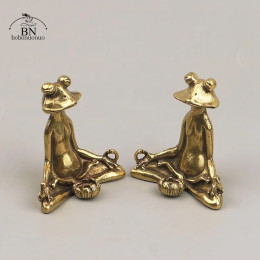 Медная статуя в ретро стиле буддистская Зен-лягушка с маленьким орнаментом Медная скульптура в виде животного курильница украшение для дома и стола чайный питомец