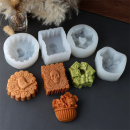 3D цветок кошка бамбуковая корзина силиконовая форма для мыла DIY креативный бант подарочная коробка цветок птица нерегулярный череп плоская гипсовая форма для свечей