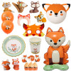 Декор для вечеринки в честь дня рождения с лисой, посуда, воздушный шар, топперы для кексов, лесные животные, тематическое платье, бумажный фонарь с лисой, подарки для детей