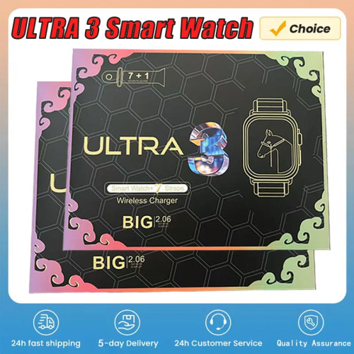 1/2/6/8 шт. Новинка 2025 года, умные часы 10Ultr3, 7 ремешков для часов, 2,2 HD Amoled, круглый экран, мониторинг ЭКГ, Reloj inteligente PK S100