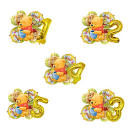 New Disney Winnie The Pooh Gold Number Balloon Set Foil Balloon Cartoon Bear Birthday Gift for Kids Baby Shower Party Decor