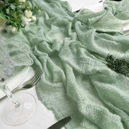 Марлевая дорожка для стола Sage Green, марлевая салфетка для стола, обеденная винтажная свадебная вечеринка, рождественские банкетные арки, домашний декор