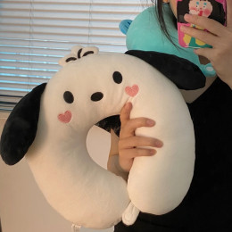 Удобная U-образная подушка Pochacco, мягкая аниме Hangyodon, подушка для сна, дорожная подушка для шеи, портативная милая подушка в японском стиле