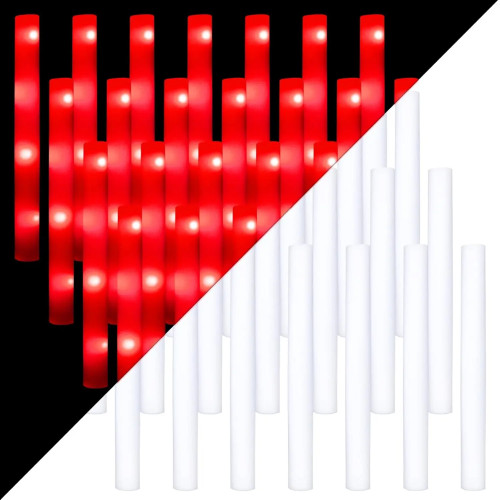 20/30 шт. светодиодные светящиеся палочки Cheer Sticks Red Light Up Glow Sticks Светодиодная пенопластовая палочка Свадебная палочка Светится в темноте Сувениры для вечеринок Поставки Raves