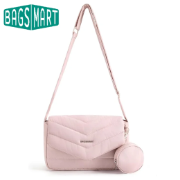 BAGSMART сумки через плечо с маленькими кошельками, пуховые сумки с хлопковой подкладкой для женщин, стеганая сумка на плечо-пуховик