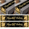 Черная Золотая Скатерть Happy 30, 40, 50 лет, украшение для дня рождения, для взрослых, 30, 40, 50 лет, скатерть на день рождения, баннер