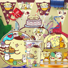 МультфильмMINISO Pom Pom Purin, тематические товары для вечеринок, посуда, чашка, тарелка, топпер, детские украшения для дня рождения для маленьких девочек, детский душ