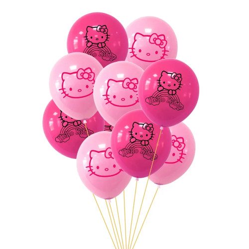 10 шт., набор розовых латексных воздушных шаров с рисунком «Hello Kitty», 12 дюймов, набор для свадьбы, дня рождения, вечеринки, украшения для девочек, детского душа, игрушки Globos