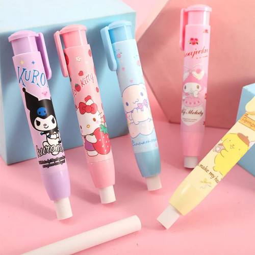 Креативный ластик Sanrio Hello Kitty Press, аниме Kuromi Melody Cinnamoroll, канцелярские принадлежности с героями мультфильмов Kawaii, подарок, офисные школьные принадлежности