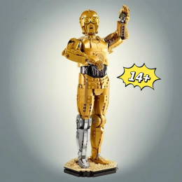 MOC 75398 Space Wars C-3PO фигурка дроида, экшн-модель, строительные блоки, 1140 шт., сборка, домашний декор, игрушки для детей, образовательный подарок