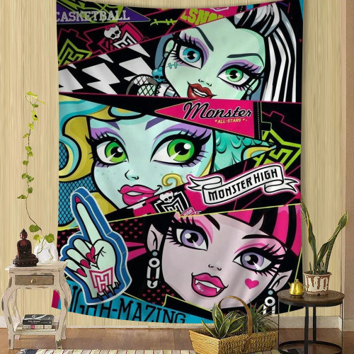 Мультяшная Модная Кукла M-Monster H-High Girl, хиппи, настенные подвесные гобелены, богемные настенные гобелены, Мандала INS, домашний декор