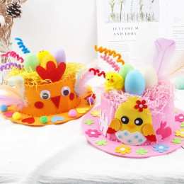 Пасхальная шляпа с изображением цыпленка и кролика «сделай сам», детская шляпа ручной работы, шляпа для пасхального дня, вечерние шляпы, посылка из материала «сделай сам», счастливая весна, пасхальный декор для вечеринки