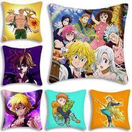 Hot Anime The Seven Deadly Sins Pillow Covers Cartoon Sofa Decorative Home Double-sided Printing Short Plush Cute Cushion Cover