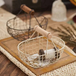 Корзина с фруктами, железная корзина для хранения закусок, хлеба и овощей с деревянной ручкой, хранение хлеба для ванной комнаты, пикника, ресторана