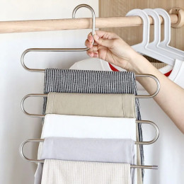 1 шт. стеллаж для хранения брюк из нержавеющей стали, многослойная противоскользящая S-образная полка для брюк, шкаф для хранения брюк, полка для брюк