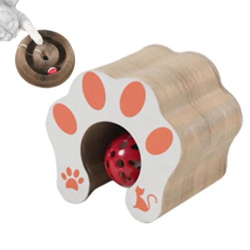 Картонная игрушка для кошек, складная когтеточка для кошек, картонная с мячом, когтеточка для котенка, кошачий мяч, трек, аккордеон, игрушки, игрушка для кошек