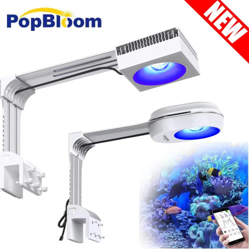 PopBloom RL60/RL90 WiFi Аквариум Светодиодное освещение, APP Program Морская светодиодная аквариумная лампа для морского рифового аквариума, включает крепление