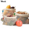 Многоразовая сумка для продуктов Weedi из органического хлопка, прочная, экологически чистая, сетчатая сумка для хранения фруктов и картофеля с органайзером на шнурке