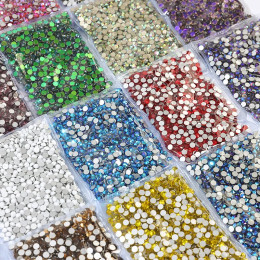 SS3~SS20 Super Bright Crystal AB Many Color Glass Non Hotfix Flat Back Rhiestone Strass Stone For Nail Art Decoretions