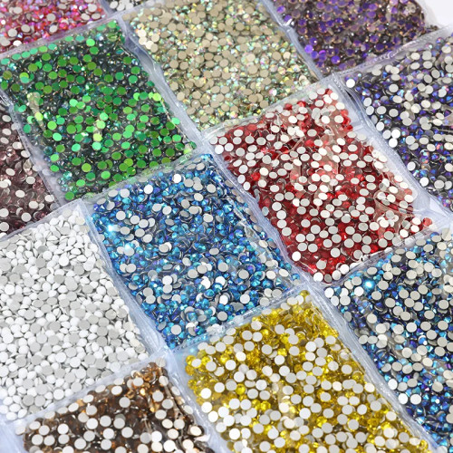 SS3~SS20 Super Bright Crystal AB Many Color Glass Non Hotfix Flat Back Rhiestone Strass Stone For Nail Art Decoretions