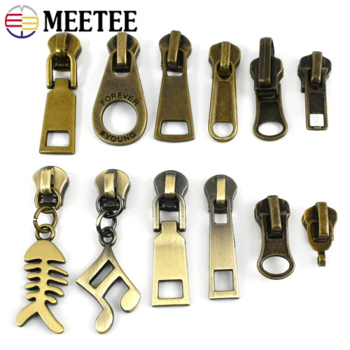 5/10 шт. Meetee 5 #   Бронзовый слайдер на молнии для металлических молний, швейная сумка, съемник на молнии, комплект для ремонта одежды, аксессуары для самостоятельного изготовления