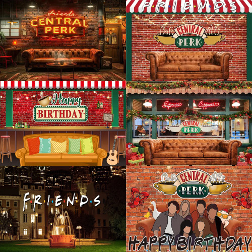 Красный кирпичный стены диван кофейня фон для фотосъемки друзей Central Perk паб ретро украшение для дня рождения подарок реквизит плакат