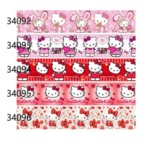 5 ярдов ленты Hello Kitty с принтом, мультяшная лента в репсовую ленту для изготовления бантов для волос, принадлежности для рукоделия, материалы
