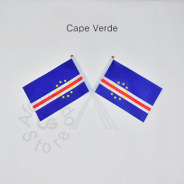 Cape Verde 14*21 см, 10 шт., баннер, ручная махающаяся флаг, национальный флаг для встреч, парад, вечеринки.подвешивание, украшение
