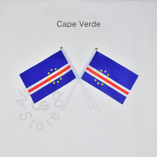 Cape Verde 14*21 см, 10 шт., баннер, ручная махающаяся флаг, национальный флаг для встреч, парад, вечеринки.подвешивание, украшение