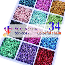 1 ярд SS6/SS8/SS12 красочная цепочка со стразами, стеклянные стразы, цепочка с кристаллами для чашки для шитья своими руками, аксессуары для одежды