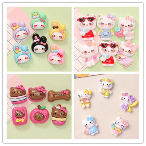 100 шт. Kawaii мультфильм Sanrio KT Cat смола альбом для вырезок Diy ювелирные изделия детский подарок шпилька аксессуары