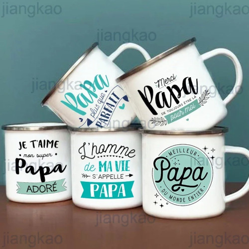 Эмалированная Кружка Best Dad In The World с французским принтом, уличная кружка для воды, кружка для кемпинга, праздничный подарок на день рождения для папы