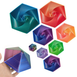 3D печатные фрактальные шестиугольные миниатюры, анти-тревога, снятие стресса для детей и взрослых, инструмент для осознанной медитации, шестигранные миниатюры